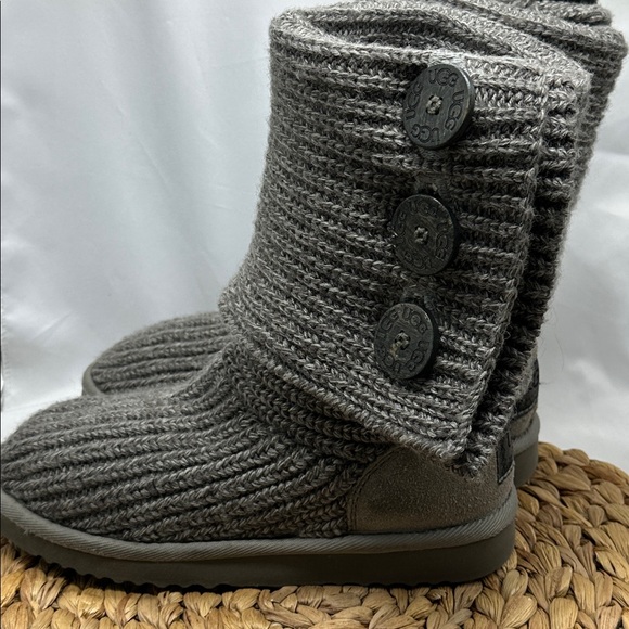 UGG Charcoal Cable Knit Button Boots - Picture 3 of 8